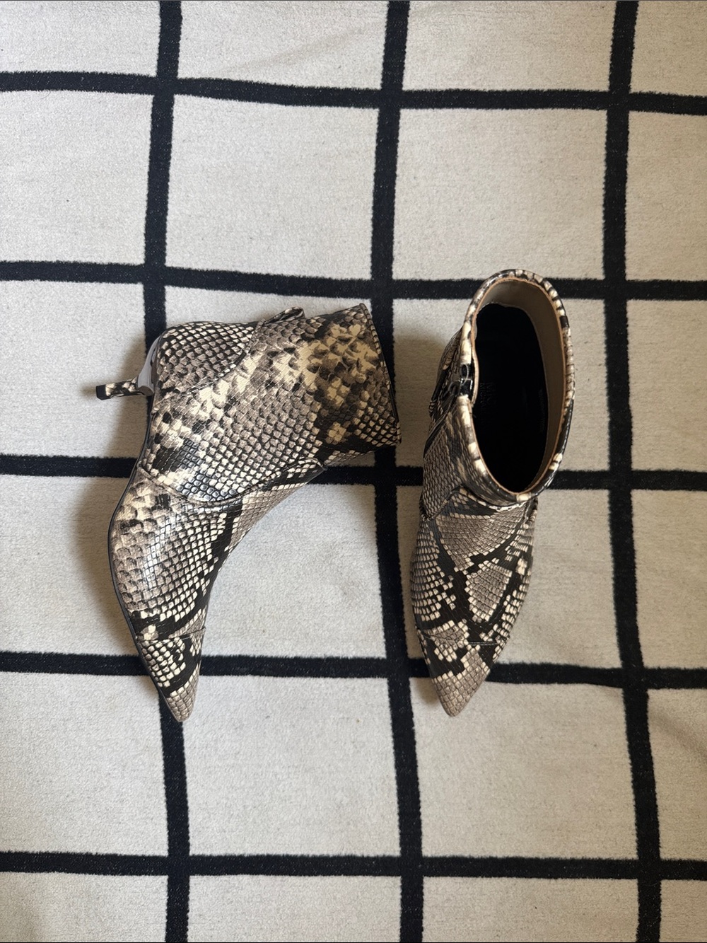 Michael Michael Kors Snake-Print Pointed Toe Ankle Boots - Size 5